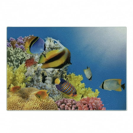 

Ocean Cutting Board Coral Colony on a Reef Top in Red Sea Egypt Exotic Fishes Aquatic Underwater Life Decorative Tempered Glass Cutting and Serving Board Small Size Multicolor by Ambesonne
