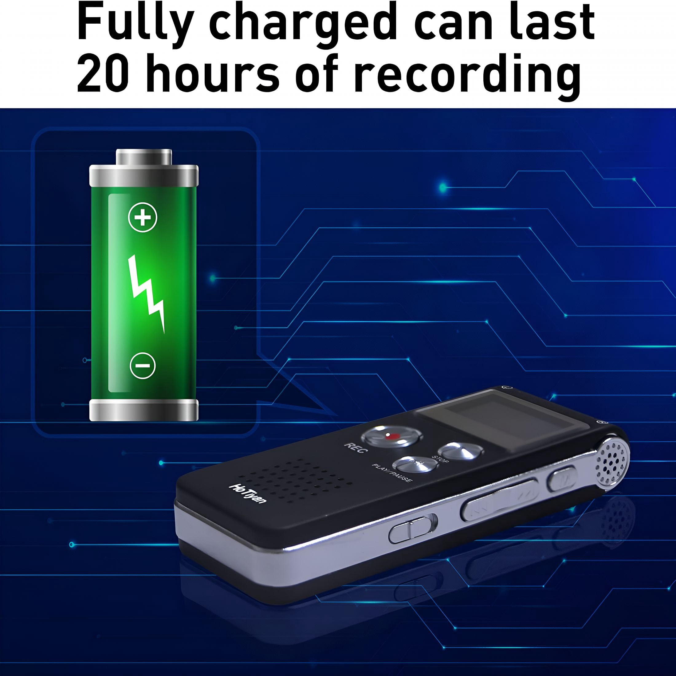 GJX Voice Recorder 16Gb Capacity Voice Activated Recording Device Digital Voice Recorder for Lectures,Meetings,Interviews Audio Recorder with Usb Rechargeable Wav/Mp3 Tape Recorder