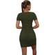 thumbnail image 2 of Vestido corto ajustado con botones frontales para mujer, manga corta, cuello en V, vestido de punto acanalado Verde ejército CH Verde ejército CH Xishao ropa, 2 of 2