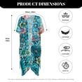 thumbnail image 6 of HELLHERO High Quality Fabrics Long Kimono Swimsuit Cover Up for Summer Breathable Lightweight Blue-green Flower, 6 of 6