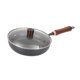 thumbnail image 4 of Sartén wok de hierro con mango de madera sin revestimiento para cocinas de gas, inducción eléctrica, agarre cómodo, sartén antiadherente para saltear Diámetro 28cm, 4 of 8