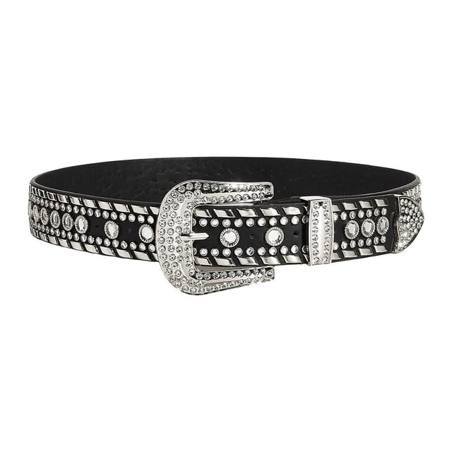 Cinturón con diamantes de imitación para mujer, hebilla de punta de Metal, cinturón a la moda, cinturones con correa para la cintura, cinturón de negro