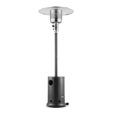 50,000 BTU Tall Silver Gray Patio Heater on Wheels | Portable Outdoor Propane Heater for Deck, Porch, Restaurant