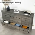 thumbnail image 5 of Gray 9 Drawer Horizontal Combo Dresser for Bedroom, Modern Chest of Drawers Wood Storage Cabinet for Living Room, 5 of 6
