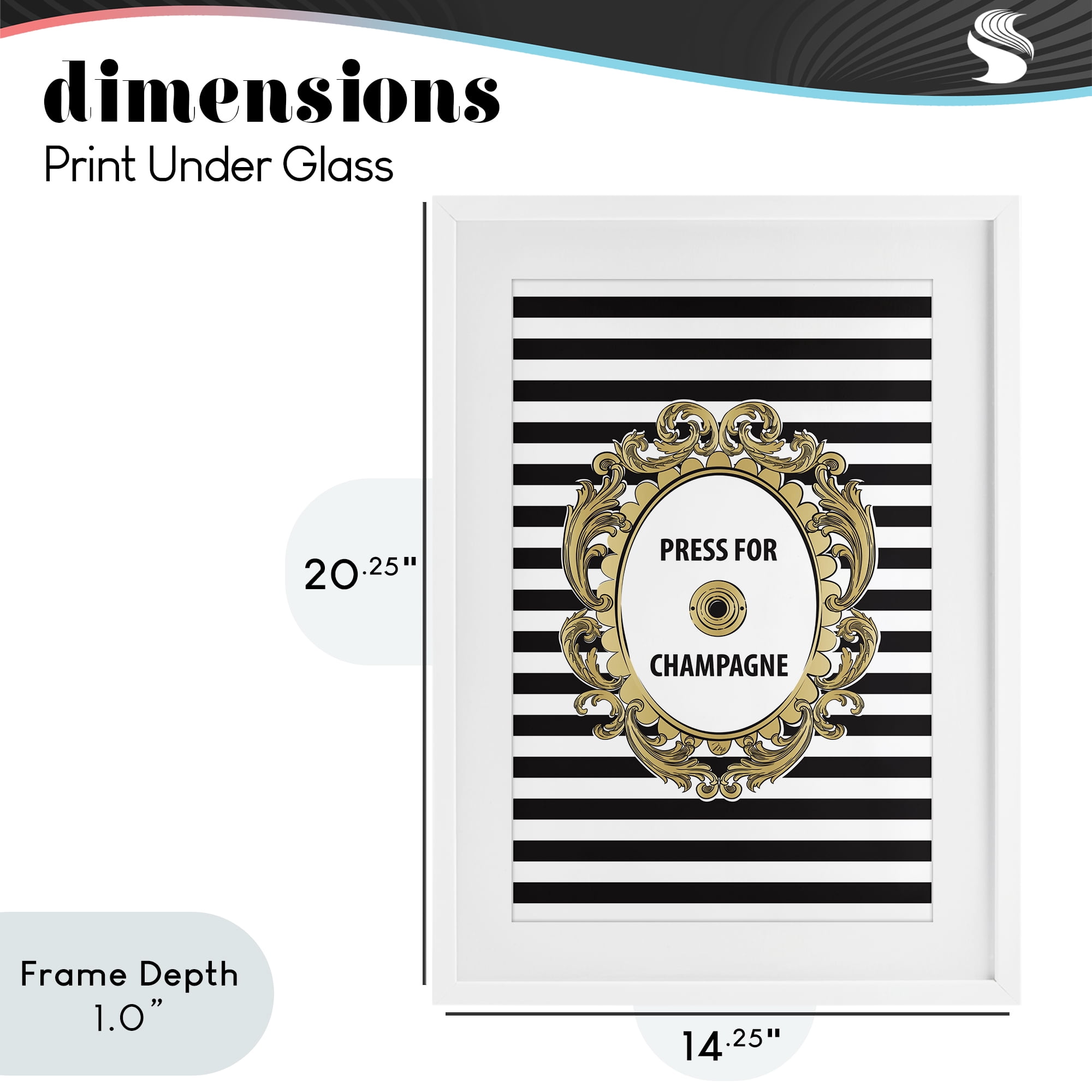 Stupell Industries Press For Champagne Celebration White Framed Print Under Glass, design by Martina Pavlova