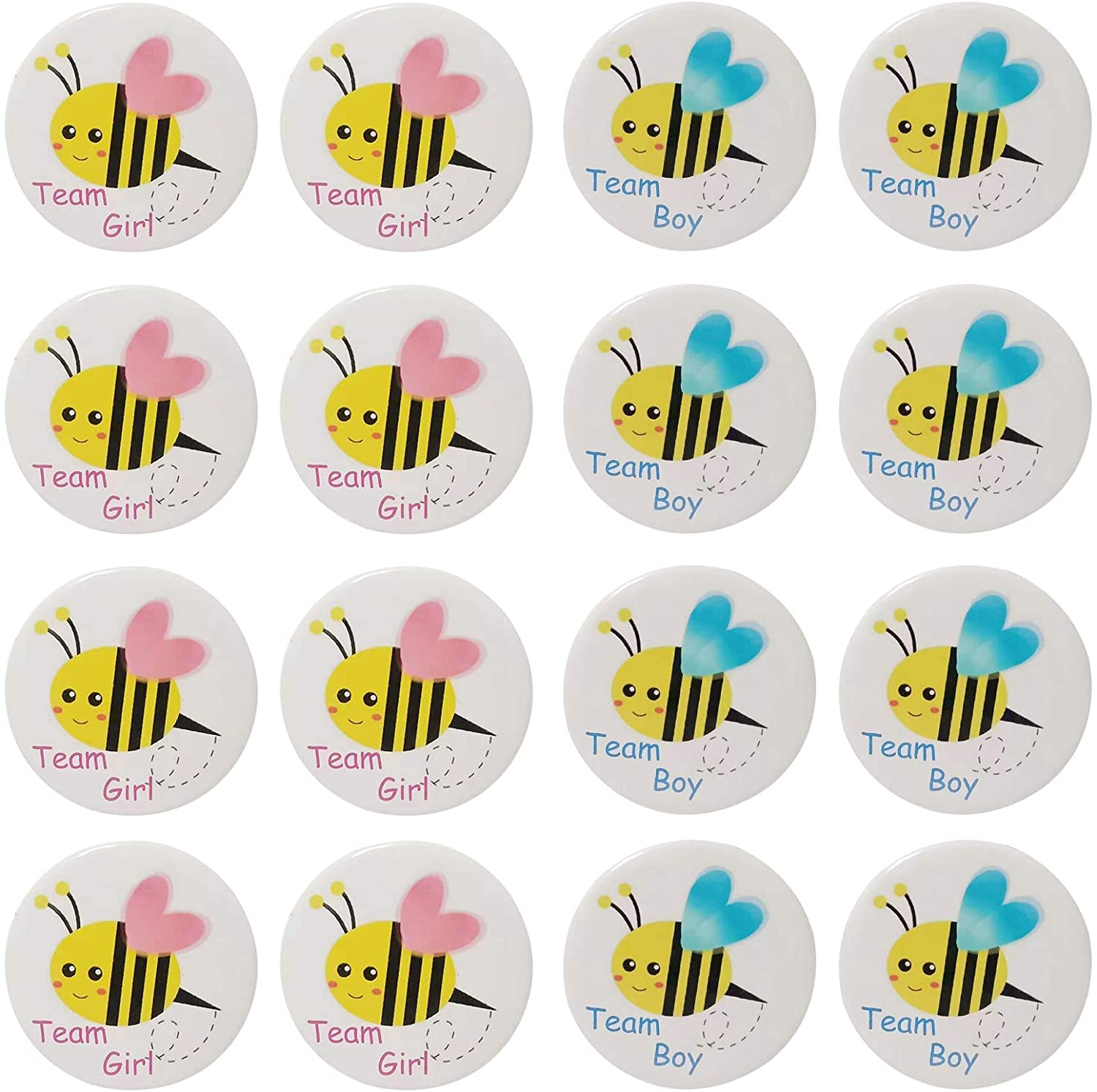 Quelay 50 Pcs Gender Reveal Button Pins 1.75 Inch Team Boy Or