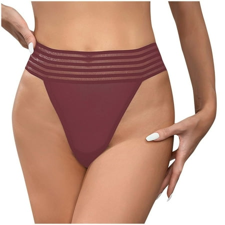 Yuzhih Women s Panties High Waist Mesh Bikini Bottoms Stripe See Through Underwear y Stretchy Seamless Briefs
