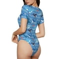 thumbnail image 3 of Naloa Blue Fish Women's Short-Sleeved Onesie, One-Piece Swimsuit for Parties, dates, clubs - Large, 3 of 9