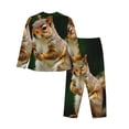 thumbnail image 2 of Uemuo Squirrels Eating Peanuts On The Tree Pattern Womens Pajama Sets,PJ Set for Women,Pajamas for Women Logo,Long Sleeve Pajama Set for Women,Soft Long Sleeve Top With Pants-XX-Large, 2 of 9