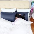 thumbnail image 4 of Soft Silky Satin Pillowcases for Hair and Skin 2PCS Pillow Case Standard, Navy, 4 of 9