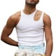 thumbnail image 1 of Camisa hueca con hombros sin mangas, chaleco irregular de color puro, camiseta amigable con la piel para hombres, 1 of 6