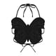 thumbnail image 2 of Top corto para mujer, ropa de calle para niñas, correa de espagueti sin espalda con cuello Halter y mariposa para fiesta, festival de música e Negro BLESIY Blusas de mujer, 2 of 8