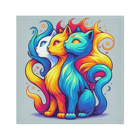 

JSTEL Cat Witchy Cloth Napkins Set of 6 20x20 Inch Washable and Reusable Napkin for Decoupage Dinner Party Everyday Use
