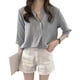 thumbnail image 2 of Qarigey Camisa a rayas Mujer Blusa de verano Cuello Suelta Top casual Prendas para la parte del cuerpo Azul claro METRO, 2 of 8