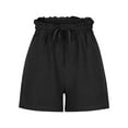 thumbnail image 5 of Camisas Para Hombres! QATAINLAV Linen Shorts for Women Summer Casual High Waisted Wide Leg Drawstring Beach Shorts Loose Comfy Fashion Outfits Black XL, 5 of 7
