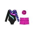 thumbnail image 6 of TiaoBug Kids Girls Gymnastic Dance Outfits Long Sleeve Leotard Workout Bodysuit with Shorts Tumbling Tracksuit Fairy 12, 6 of 7