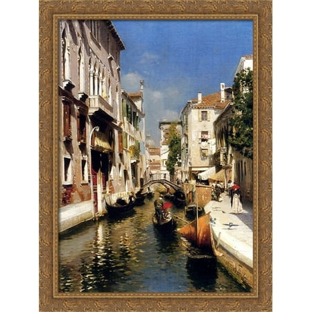 Venezia 28x36 Large Gold Ornate Wood Framed Canvas Art by Rubens Santoro