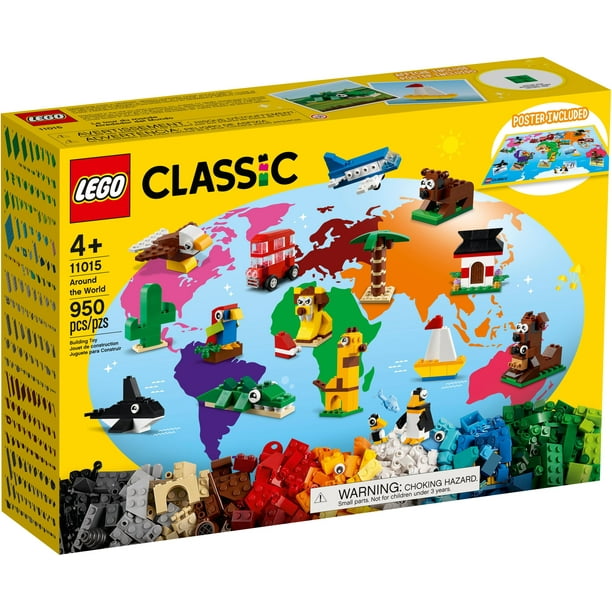 LEGO Classic Around the World 11015 Building Toy for Creative Play; Iconic Animal Toys (950 Pieces) -