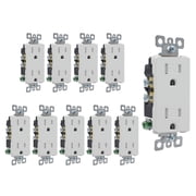 ELEGRP Decorator Wall Receptacle Outlet, Tamper Resistant 15 Amp Standard Electrical Wall Outlet, Residential Grade, Self-grounding, 125V, Wall Plate Included, UL Listed, Glossy White, 10 Pack