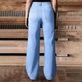 thumbnail image 5 of Karymi Mid‑Rise Wide‑Leg Jeans for Women, Decor Side Button Stretch Full‑Length Denim Pants with Pockets, 5 of 6