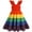 Rainbow, variant on IBTOM CASTLE Toddler Little Girls Rainbow Twirly Skater Dress Kids Back to School Dress Summer Casual Tea Party Beach Sundress 5-6 Years Hot Pink