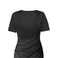 thumbnail image 3 of MORTTIC Women's Short Sleeve Ruched Bodycon Dress Solid Color Crew Neck Stretchy Casual Dress for Spring/Summer, Mid-Thigh Length, 3 of 6