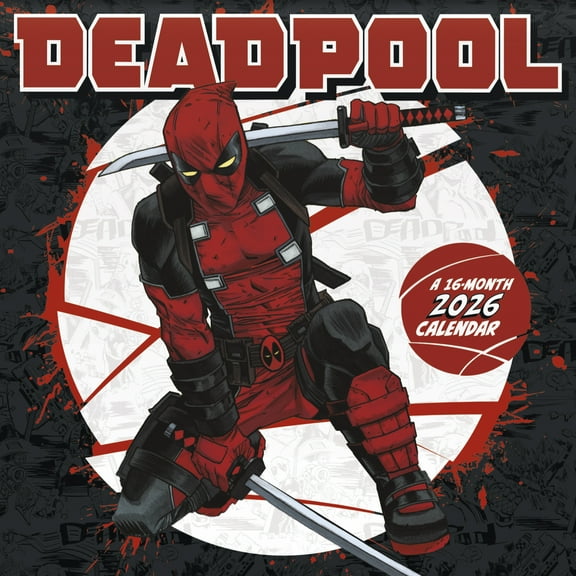Trends International, Deadpool 2026 Wall Calendar, 12'' X 12'', 16-Month Calendar with Stapled Binding