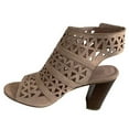 thumbnail image 3 of Trendsup Hush-03 Women's Perforated Block Heel Dressy Sandals Trendy Open Toe Mule BEIGE 6.5, 3 of 4