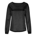 thumbnail image 7 of tklpehg Womens Tops Long Sleeve Long Sleeve Shirts Classic Solid Colors Ladies Tops Comfortable Casual V-Neck Lightweight Loose Fit Blouse Tunic Tops Black S, 7 of 7