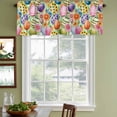 thumbnail image 3 of Easter Colorful Eggs Curtain Valances for Windows, Kitchen Valance Window Treatments Panel 2 Pack, Spring Floral Polka Dot Green Striped Rod Pocket Short Curtains for Bathroom Bedroom 42 x 18 Inch, 3 of 8