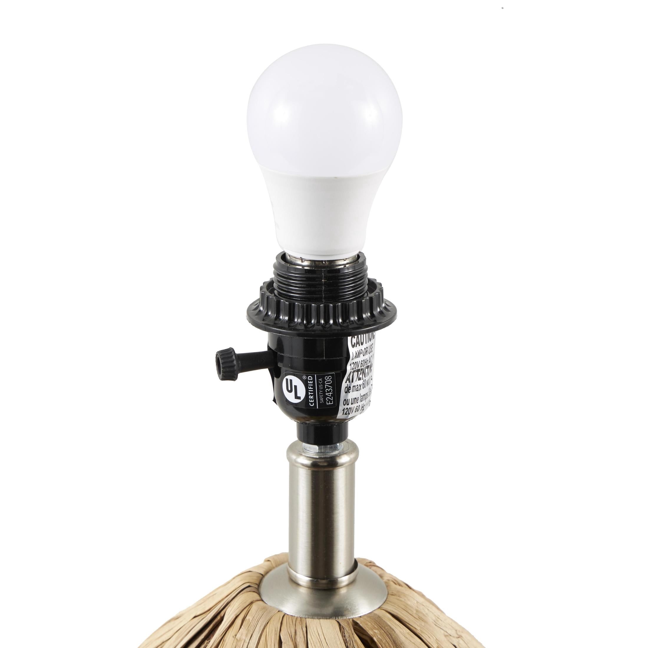 DecMode 27" Handmade Woven Brown Table Lamp with Cream Fabric Shade