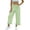 Green -BV22, variant on Women's Wide Leg Gingham Capri Pants Smocked Elastic Waisted Plaid Trousers Flowy Ruffle Hem Crop Pants with Pockets Black L