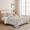 thumbnail image 5 of Quilts Twin XL Size Bedding Set, Spring Tan Cobweb Lightweight Quilted Comforter, Abstract Minimalist Farmhouse Lines Soft Reversible Bedspread Coverlet with Pillow Covers for All Season, 68" x 98", 5 of 9