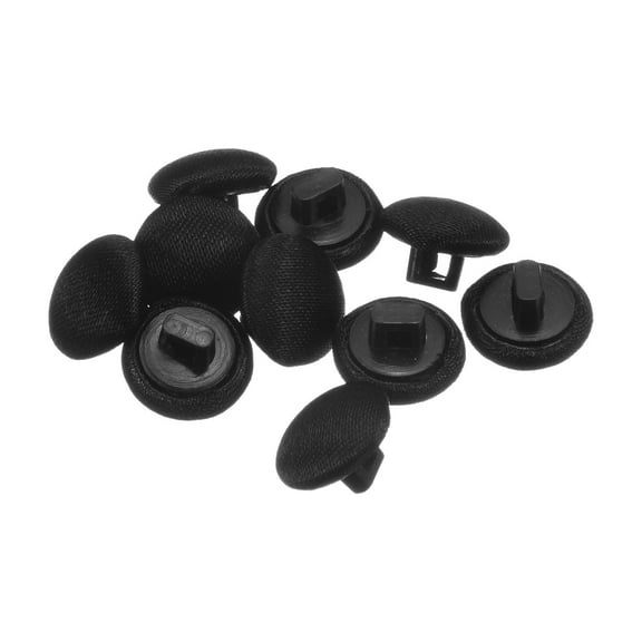 Uxcell 10pcs Fabric Cloth Covered Button 10mm Round Plastic Sewing Buttons for Suits Dress Blouses, Black