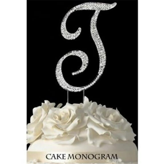 De Yi Enterprise 33015-T Monogram Cake Toppers - Silver Rhinestone - T