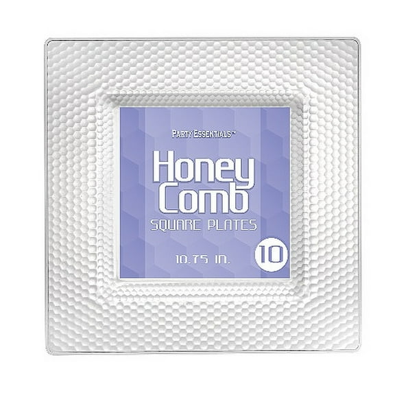 1 - Party Essentials 10.75" Honeycomb Square Plates - Clear 10 Ct.