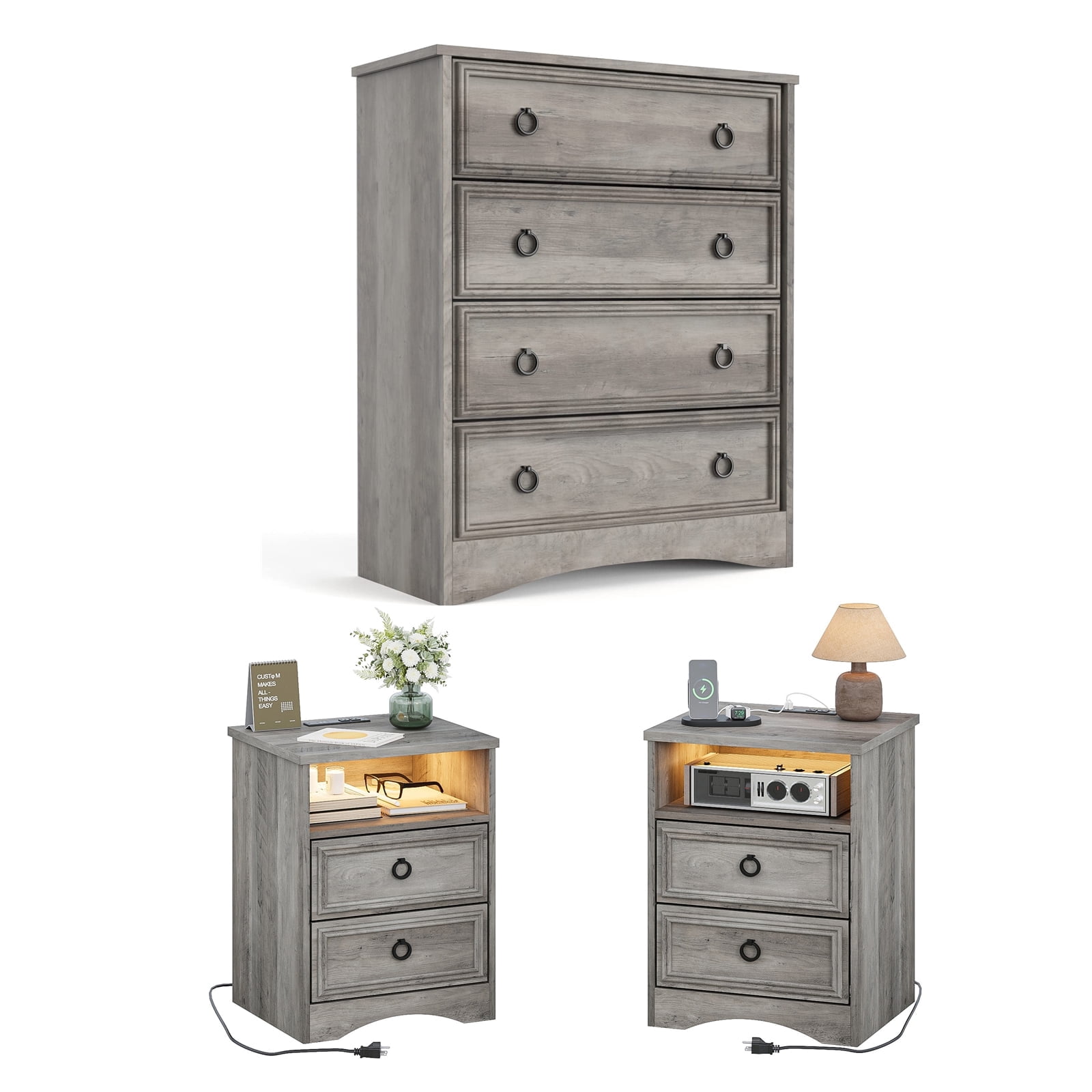 Kappesberg Hanford 2-Piece Bedroom Set – Gray Mid-Century 6-Drawer
