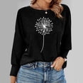 thumbnail image 4 of Jewelreauty Women's Long Sleeve Shirts Floral Print Tighten Cuff Round Neck Blouses Casual Lightweight Loose Fit Pullover Tops (2XL, Black), 4 of 5