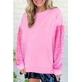 thumbnail image 1 of Women's Pink Sequin Patchwork Long Sleeve Pullover Top, 1 of 5