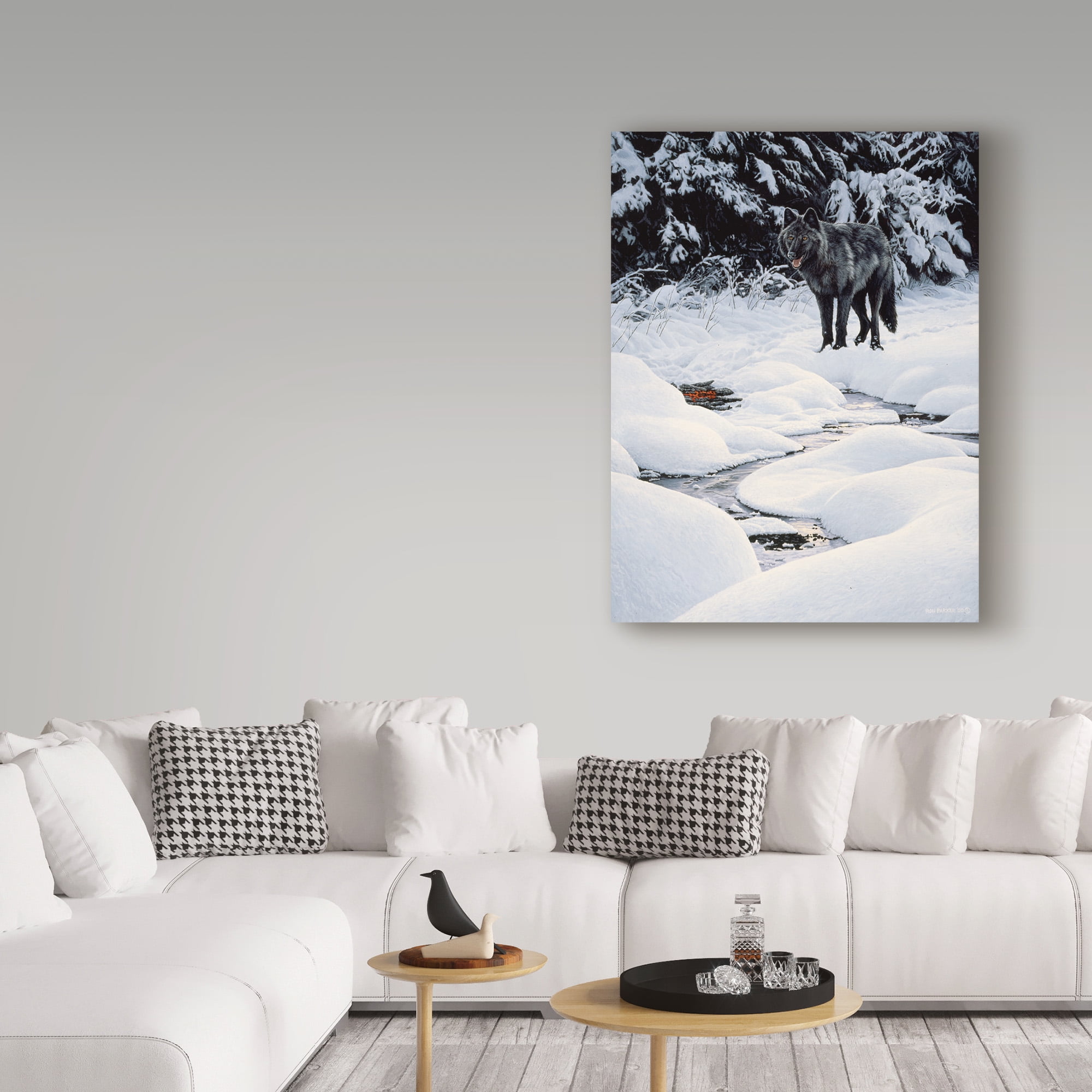 Trademark Fine Art 'Black Wolf And Embers' Canvas Art by Ron Parker