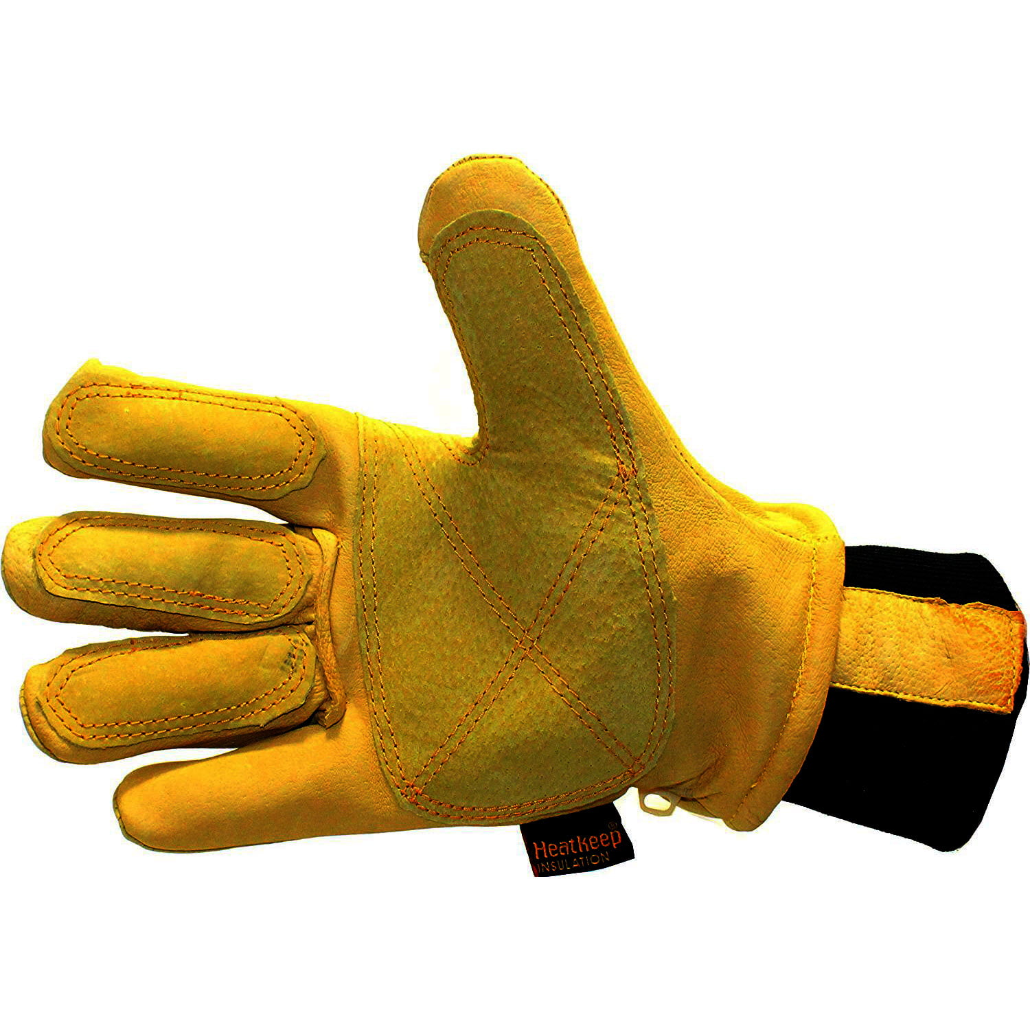 X-Large Golden KINCO 1927-Xl Mens Lined Grain Pigskin Gloves Heat Keep Lining