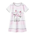 thumbnail image 2 of Fashion Toddler Girl's Nightdress Cute Sweet Floral Printed Short Sleeve Cartoon Printed Infant Girl's Dress Breathable Soft Children's Dresses Suitable For Beach, Vacation, Outdoor Sports, 2 of 4