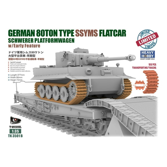 T-Model TB101 1/35 Scale 80Ton Type SSyms Flatcar Schwerer Platformwagen