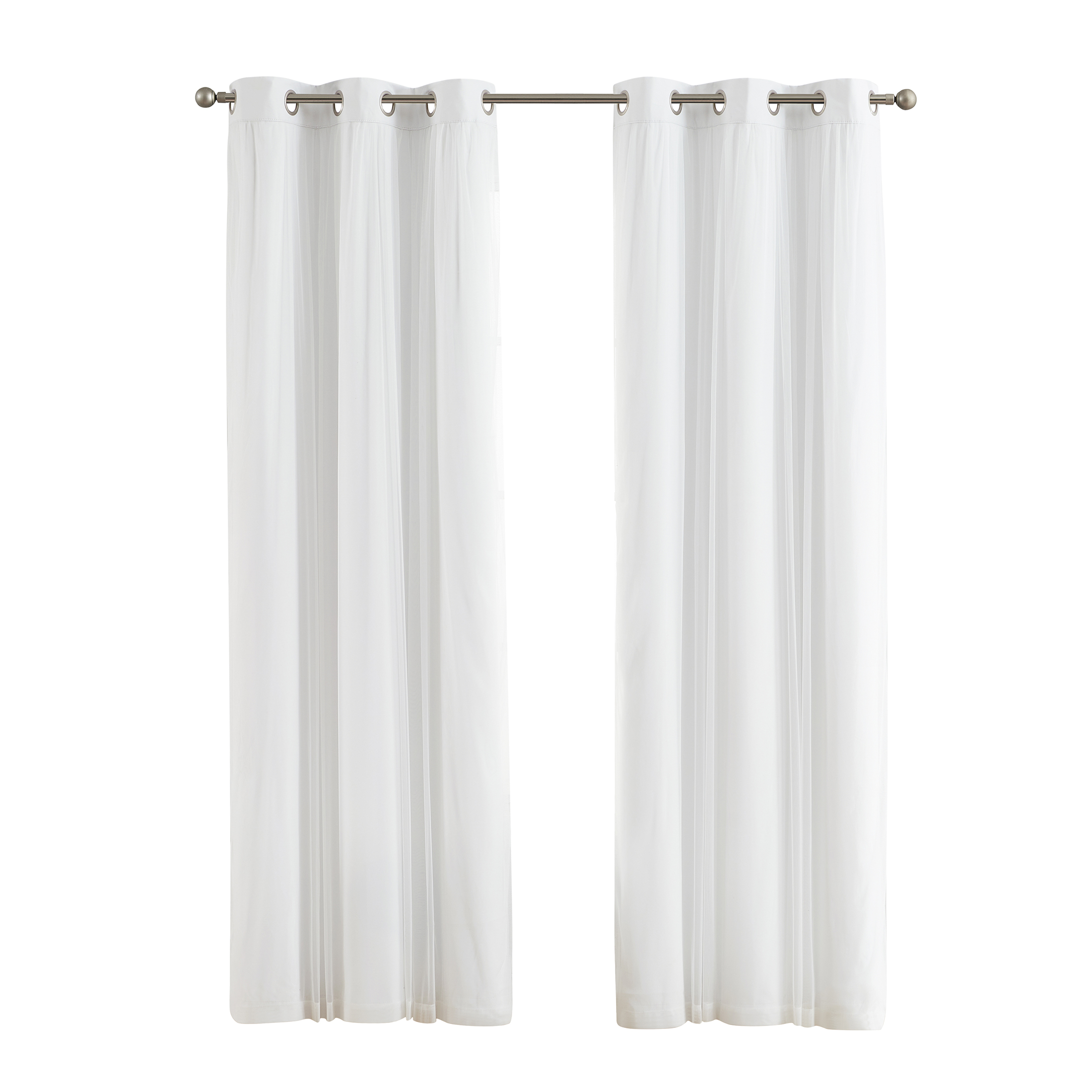 Your Zone Blackout Curtain Panel with Sheer Overlay, 1 Panel, White, 37" W x 84" L