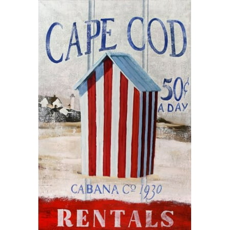 Cape Cod Cabana by Robert Downs 36x24 Art Print Poster   Nostalgic Colorful Vintage Travel Coastal Beach