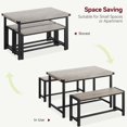 thumbnail image 4 of Kojooin 3 Piece Dining Table Set for 4, Kitchen Table with 2 Benches, Rectangular Rustic Small Space Furniture for Apartment or Studio, 4 of 8