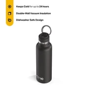 RTIC 20 oz Ceramic Lined Insulated Journey Water Bottle, Leak-Proof Lid, Black