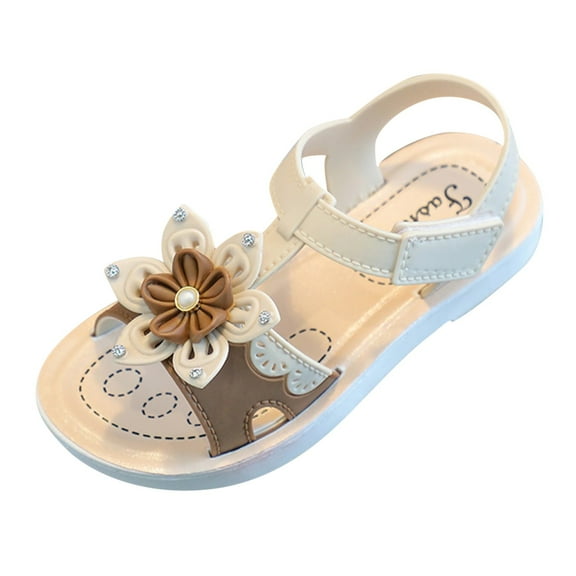 Vedolay Platform Sandals Girls Sandals, Open Toe Cute Bow Princess Girls Flats, Sparkly Summer Dress Shoes Sandals(White,2)