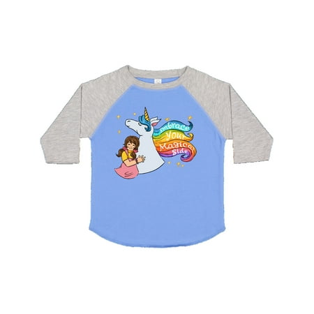 

Inktastic Embrace Your Magical Side Girl Hugging a Unicorn Gift Toddler Boy or Toddler Girl T-Shirt