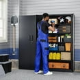 thumbnail image 2 of Metal Garage Storage Cabinet with 2 Doors and 5 Adjustable Shelves - 71" Steel Lockable File Cabinet,Locking Tool Cabinets for Office,Home,Garage,Gym,School (Black), 2 of 9